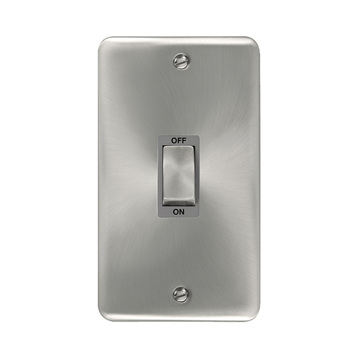 Front view of Click Deco Plus Satin Chrome 45A Cooker Switch
