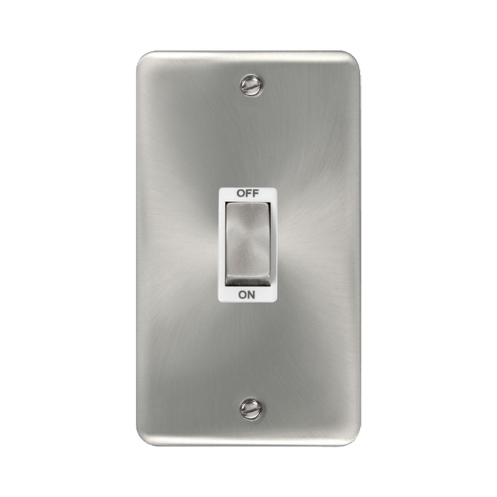 Front view of Click Deco Plus Satin Chrome 45A Cooker Switch