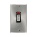 Front view of Click Deco Plus Satin Chrome 45A Cooker Switch with Neon