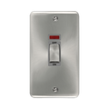 Front view of Click Deco Plus Satin Chrome 45A Cooker Switch with Neon
