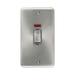 Front view of Click Deco Plus Satin Chrome 45A Cooker Switch with Neon
