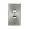 Front view of Click Deco Plus Satin Chrome 45A Cooker Switch with Neon
