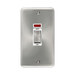 Front view of Click Deco Plus Satin Chrome 45A Cooker Switch with Neon