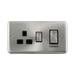 Front view of Click Deco Plus Satin Chrome 45A Cooker Switch with 13A Socket