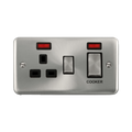 Front view of Click Deco Plus Satin Chrome 45A Cooker Switch with 13A Socket