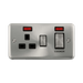Front view of Click Deco Plus Satin Chrome 45A Cooker Switch with 13A Socket