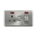 Front view of Click Deco Plus Satin Chrome 45A Cooker Switch with 13A Socket