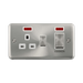 Front view of Click Deco Plus Satin Chrome 45A Cooker Switch with 13A Socket