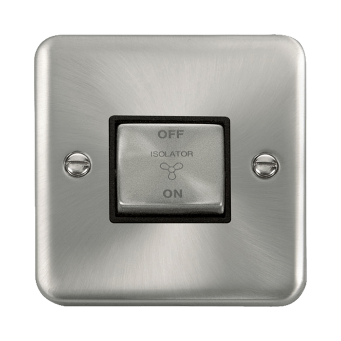 Front view of Click Deco Plus Satin Chrome 10A Fan Isolator Switch
