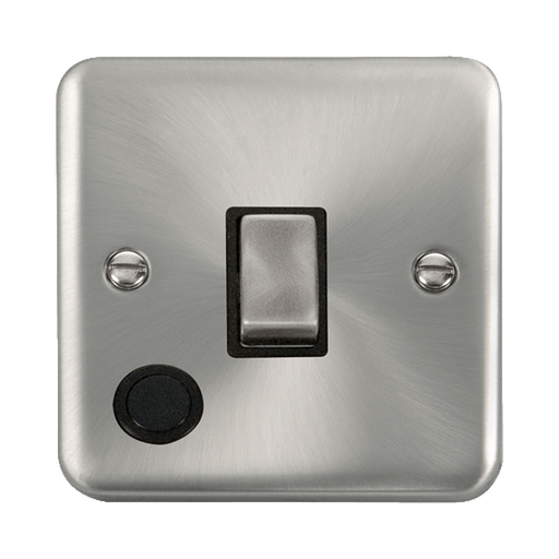 Front view of Click Deco Plus Satin Chrome 20A Double Pole Switch with Flex