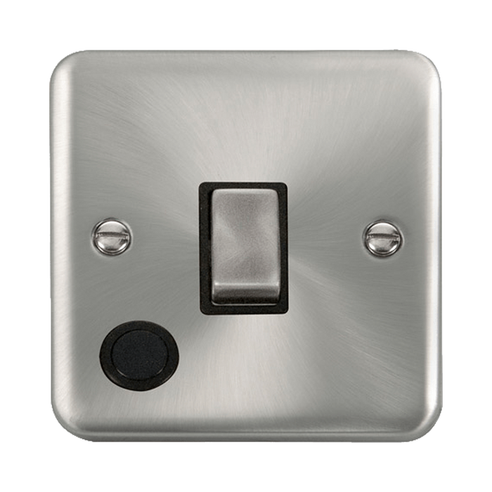 Front view of Click Deco Plus Satin Chrome 20A Double Pole Switch with Flex