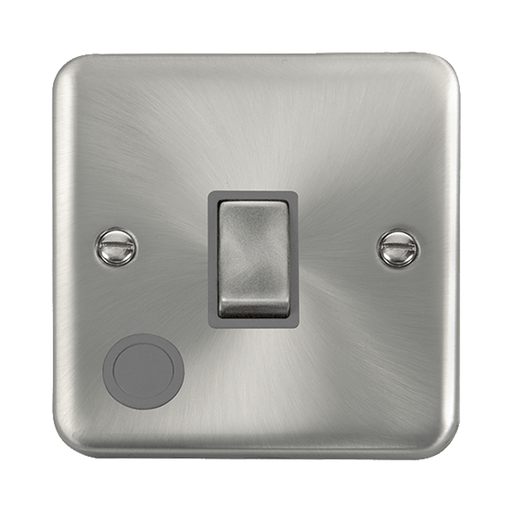 Front view of Click Deco Plus Satin Chrome 20A Double Pole Switch with Flex