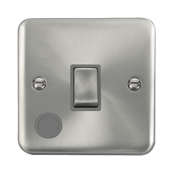 Front view of Click Deco Plus Satin Chrome 20A Double Pole Switch with Flex