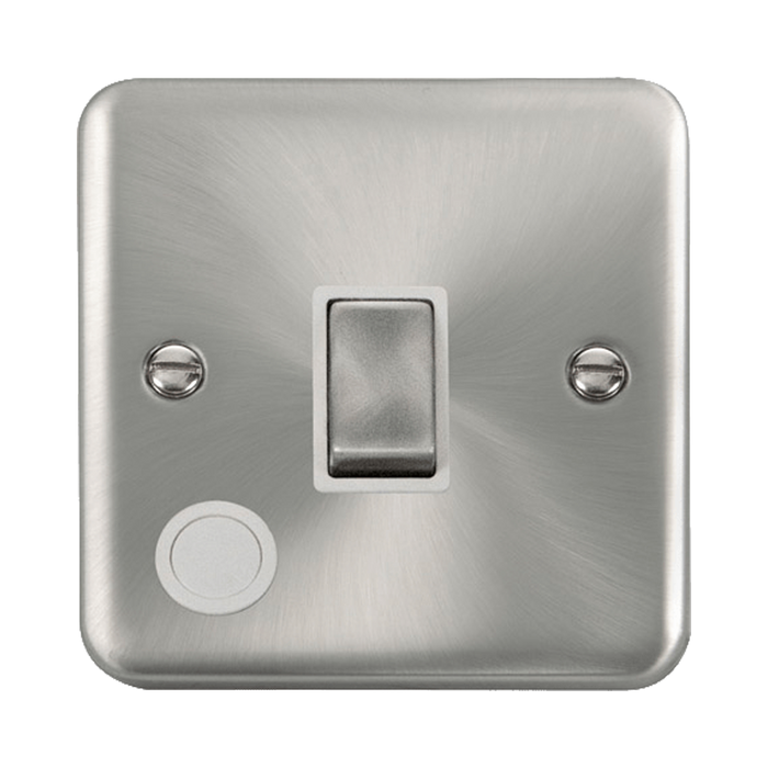 Front view of Click Deco Plus Satin Chrome 20A Double Pole Switch with Flex