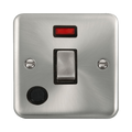 Front view of Click Deco Plus Satin Chrome 20A Double Pole Switch with Neon and Flex