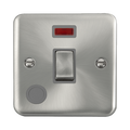 Front view of Click Deco Plus Satin Chrome 20A Double Pole Switch with Neon and Flex