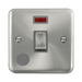 Front view of Click Deco Plus Satin Chrome 20A Double Pole Switch with Neon and Flex