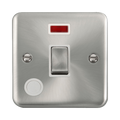 Front view of Click Deco Plus Satin Chrome 20A Double Pole Switch with Neon and Flex