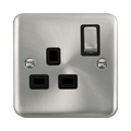 Front view of Click Deco Plus Satin Chrome 13A Single Socket