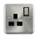Front view of Click Deco Plus Satin Chrome 13A Single Socket