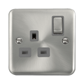 Front view of Click Deco Plus Satin Chrome 13A Single Socket