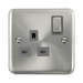 Front view of Click Deco Plus Satin Chrome 13A Single Socket