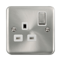 Front view of Click Deco Plus Satin Chrome 13A Single Socket
