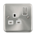 Front view of Click Deco Plus Satin Chrome 13A Single Socket