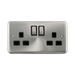 Front view of Click Deco Plus Satin Chrome 13A Double Socket