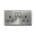 Front view of Click Deco Plus Satin Chrome 13A Double Socket