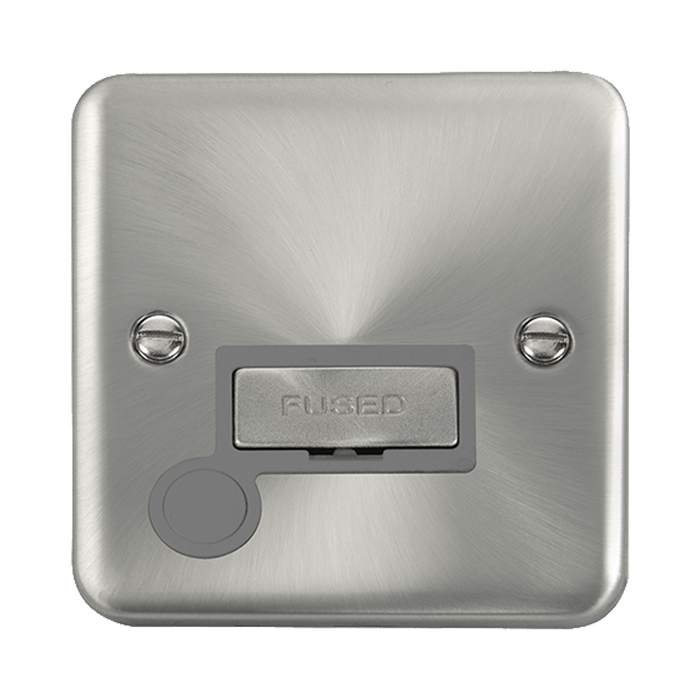 Front view of Click Deco Plus Satin Chrome 13A Unswitched Spur with Flex