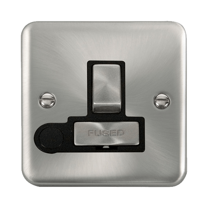 Front view of Click Deco Plus Satin Chrome 13A Switched Spur with Flex
