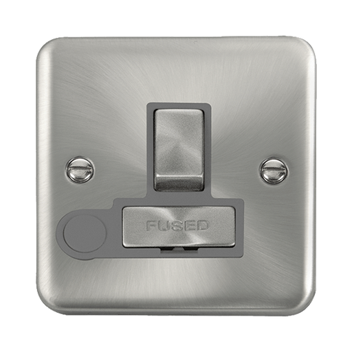 Front view of Click Deco Plus Satin Chrome 13A Switched Spur with Flex
