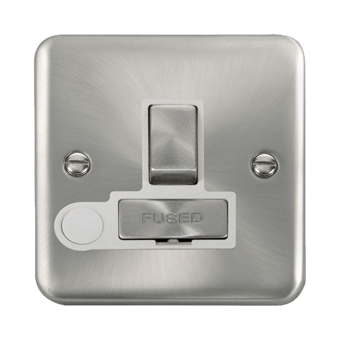 Front view of Click Deco Plus Satin Chrome 13A Switched Spur with Flex