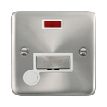 Front view of Click Deco Plus Satin Chrome 13A Fused Connection Unit with Neon and Flex