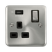 Front view of Click Deco Plus Satin Chrome 13A Single USB Socket