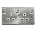 Click Deco Plus Satin Chrome 13A Double A+C USB Socket DPSC586WH