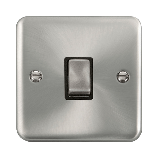 Front view of Click Deco Plus Satin Chrome 20A Double Pole Switch