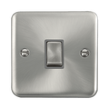 Front view of Click Deco Plus Satin Chrome 20A Double Pole Switch