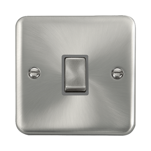Front view of Click Deco Plus Satin Chrome 20A Double Pole Switch