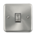 Front view of Click Deco Plus Satin Chrome 20A Double Pole Switch