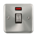 Front view of Click Deco Plus Satin Chrome 20A Double Pole Switch with Neon