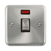Front view of Click Deco Plus Satin Chrome 20A Double Pole Switch with Neon
