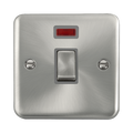 Front view of Click Deco Plus Satin Chrome 20A Double Pole Switch with Neon
