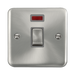 Front view of Click Deco Plus Satin Chrome 20A Double Pole Switch with Neon