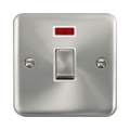 Front view of Click Deco Plus Satin Chrome 20A Double Pole Switch with Neon