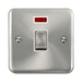 Front view of Click Deco Plus Satin Chrome 20A Double Pole Switch with Neon