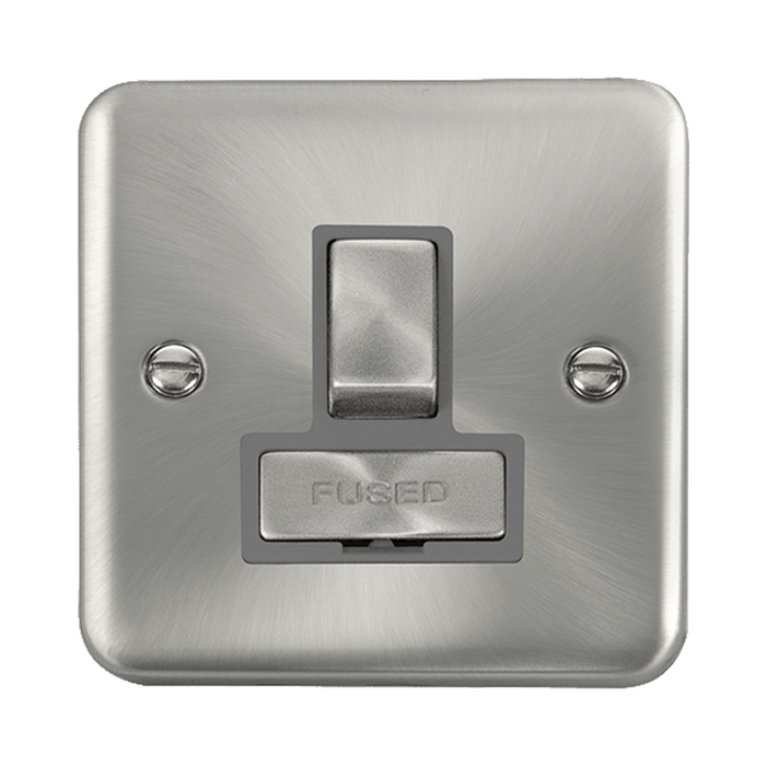 Front view of Click Deco Plus Satin Chrome 13A Switched Spur
