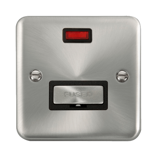 Front view of Click Deco Plus Satin Chrome 13A Unswitched Spur with Neon
