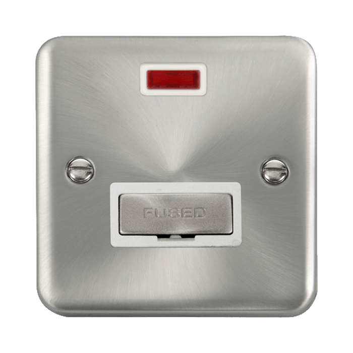 Front view of Click Deco Plus Satin Chrome 13A Unswitched Spur with Neon